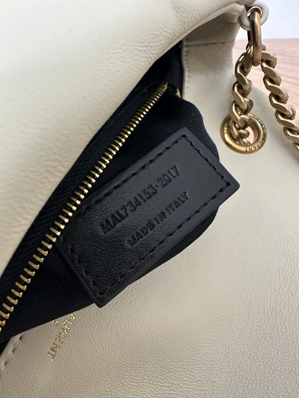 SAINT LAURENT CALYPSO 26 MILKY WHITE LAMBSKIN CHAIN BAG