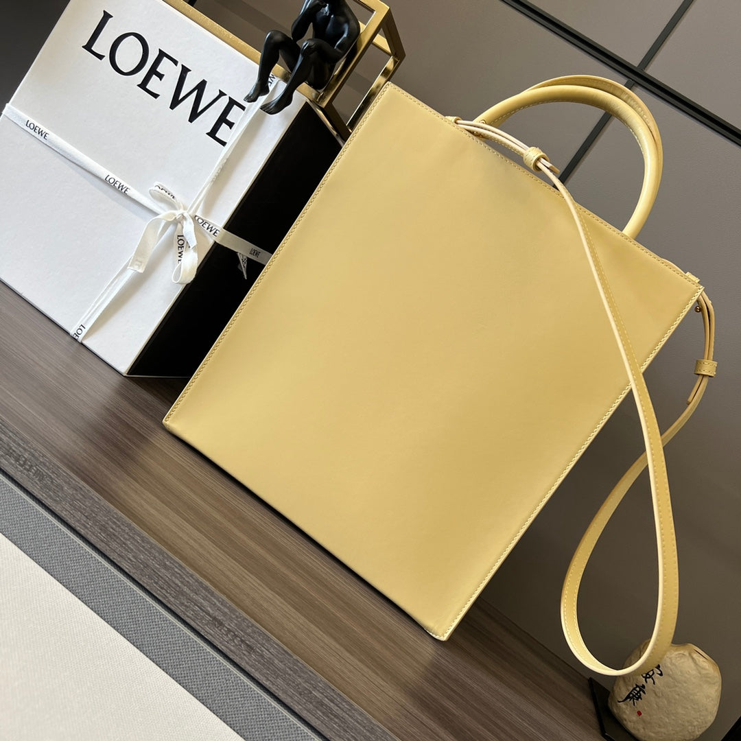 LOEWE STANDARD A4 TOTE BAG IN LIGHT YELLOW CALFSKIN