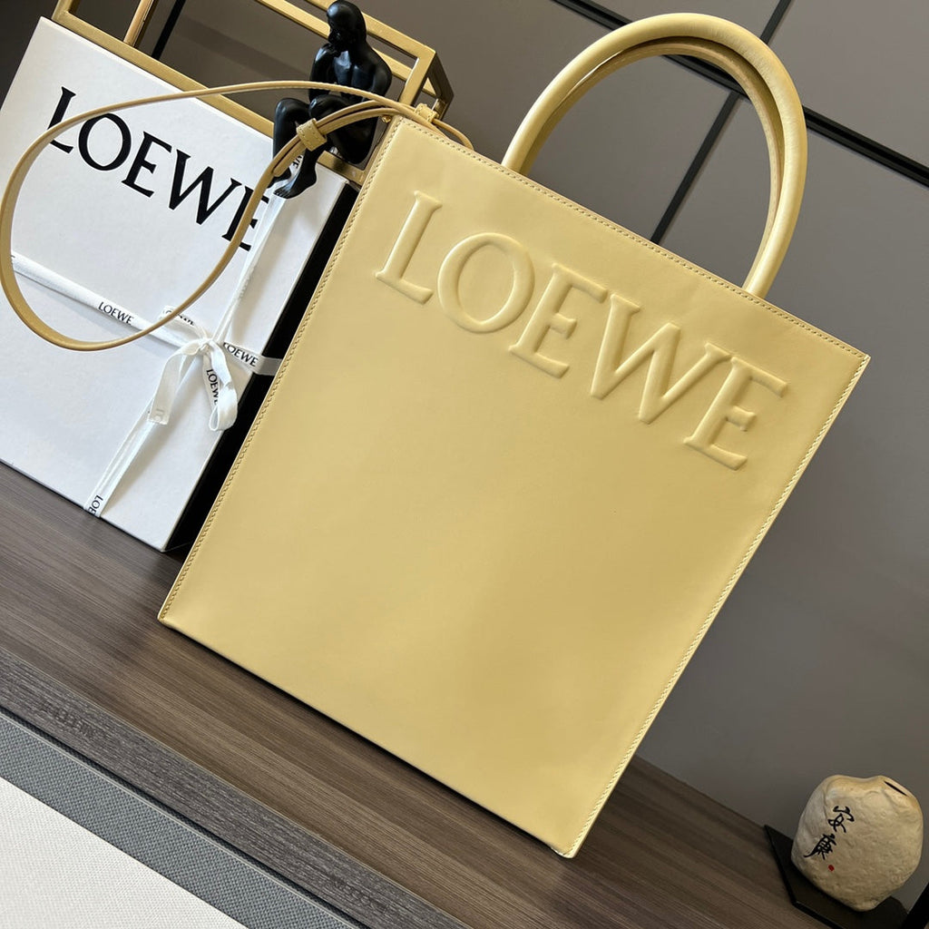 LOEWE STANDARD A4 TOTE BAG IN LIGHT YELLOW CALFSKIN