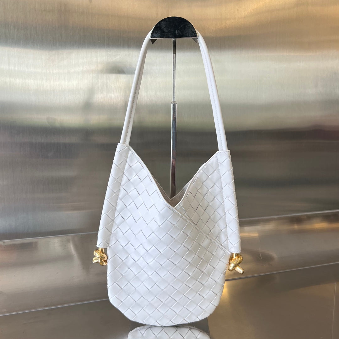 BOTTEGA VENETA MINI SOLSTICE 30 WHITE LAMBSKIN