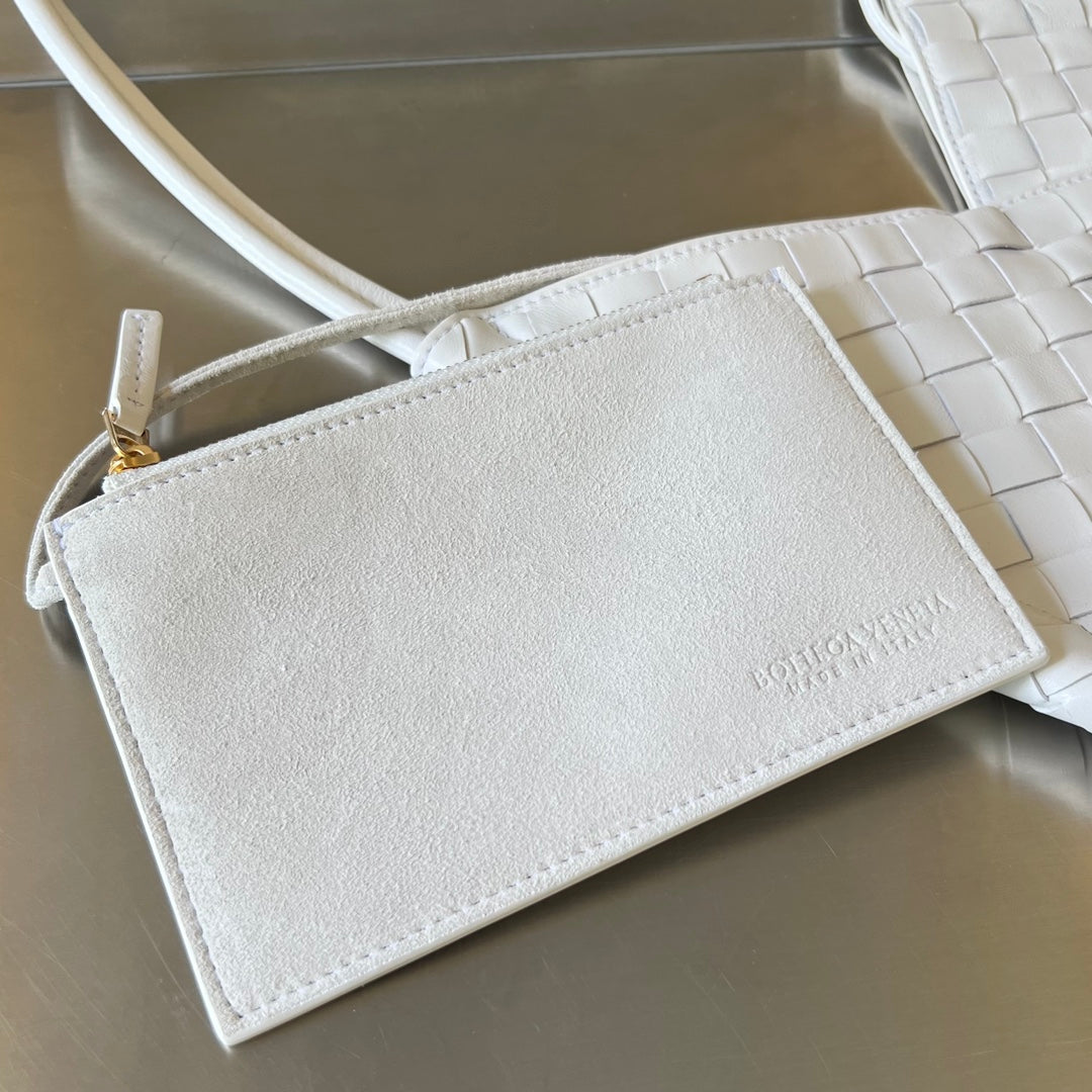 BOTTEGA VENETA MINI SOLSTICE 30 WHITE LAMBSKIN