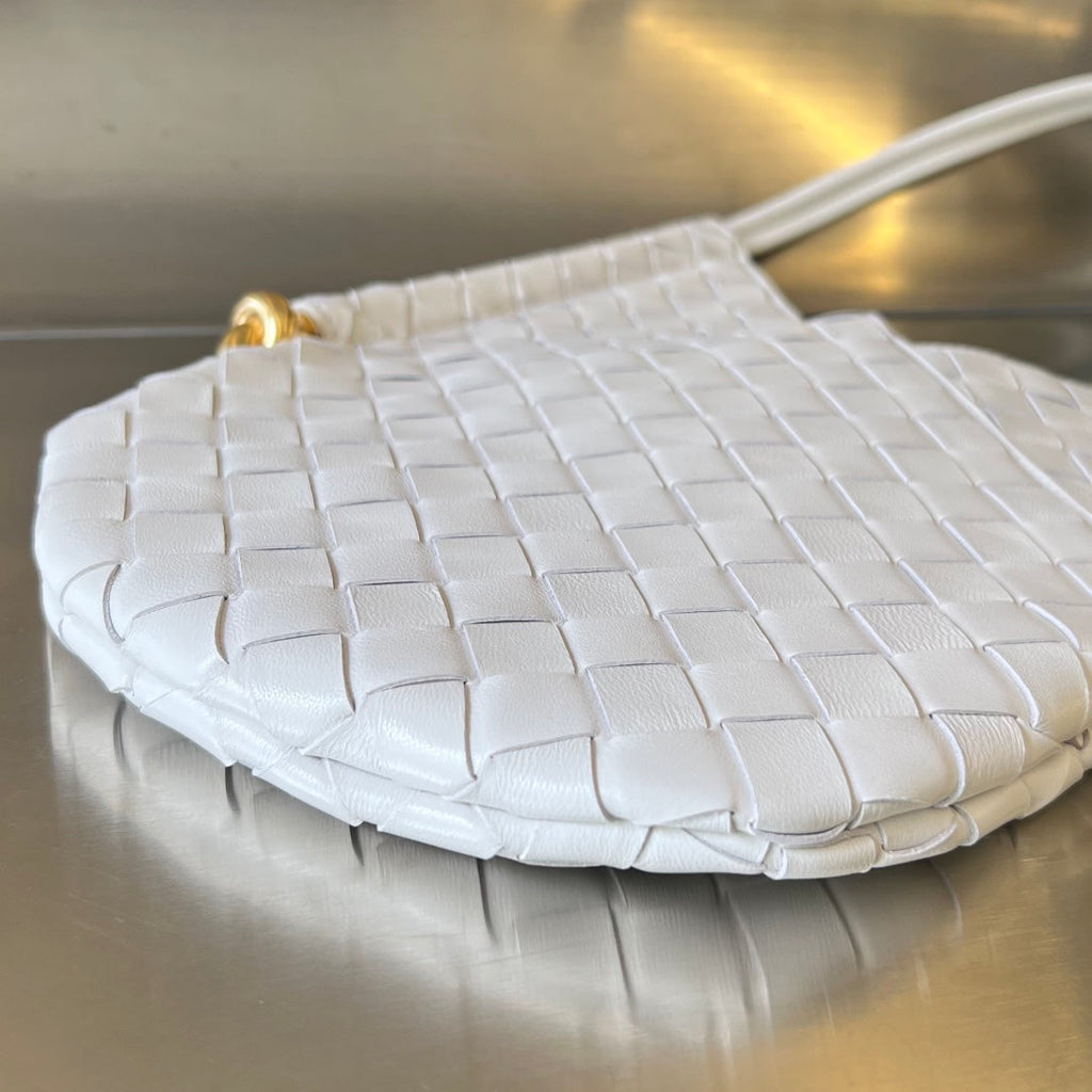 BOTTEGA VENETA MINI SOLSTICE 30 WHITE LAMBSKIN