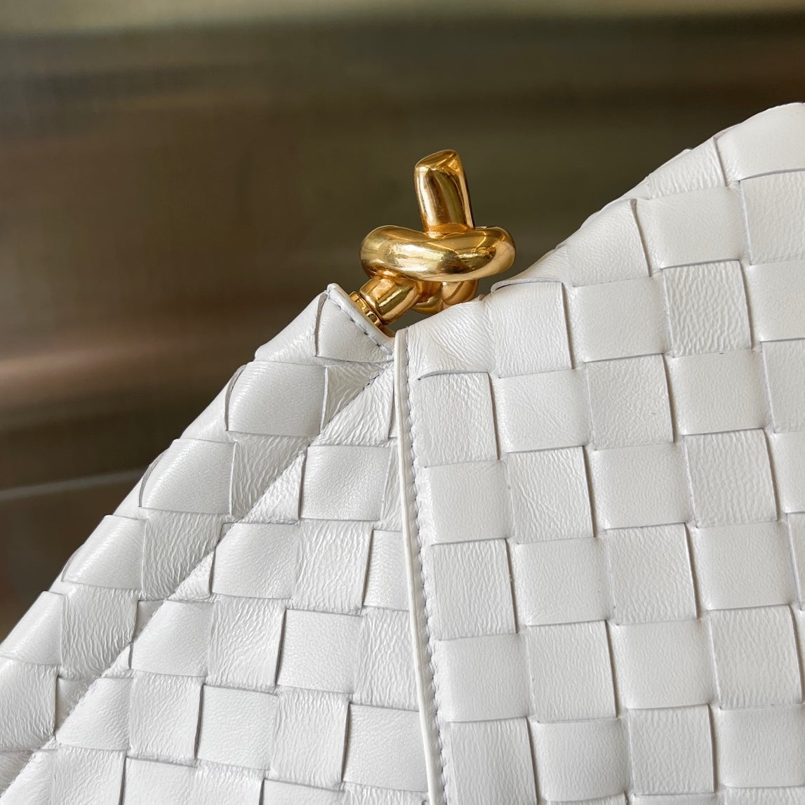 BOTTEGA VENETA MINI SOLSTICE 30 WHITE LAMBSKIN