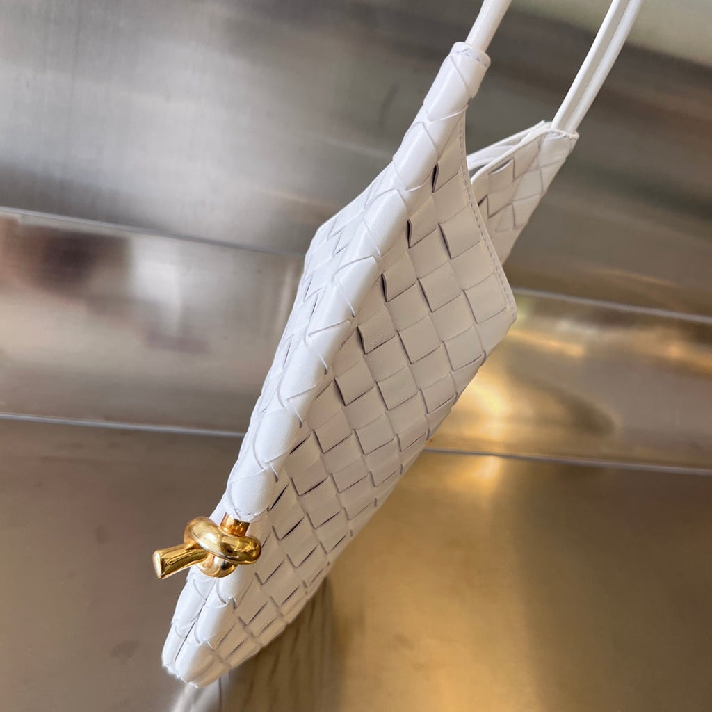 BOTTEGA VENETA MINI SOLSTICE 30 WHITE LAMBSKIN