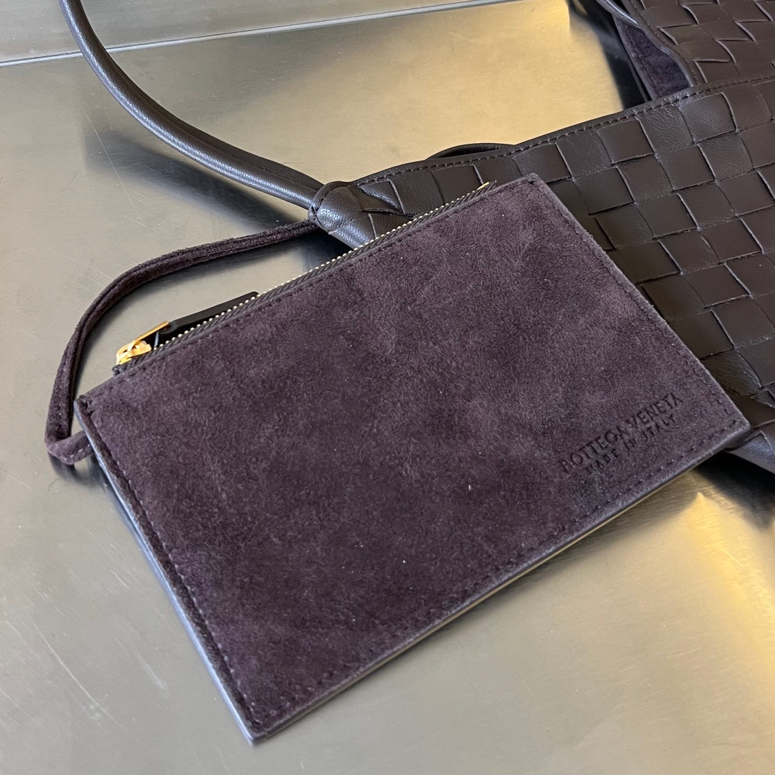 BOTTEGA VENETA MINI SOLSTICE 30 CHOCOLATE LAMBSKIN