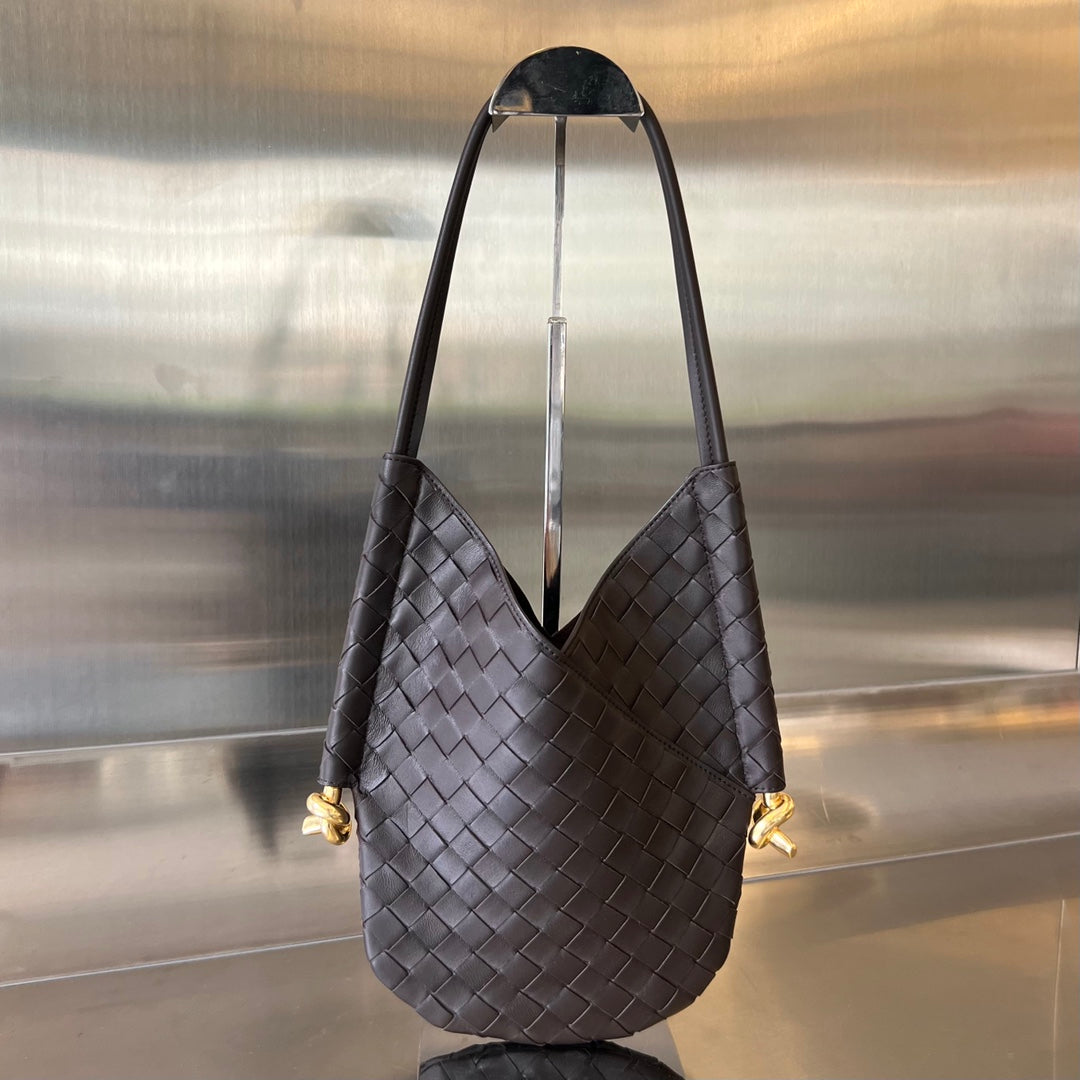 BOTTEGA VENETA MINI SOLSTICE 30 CHOCOLATE LAMBSKIN