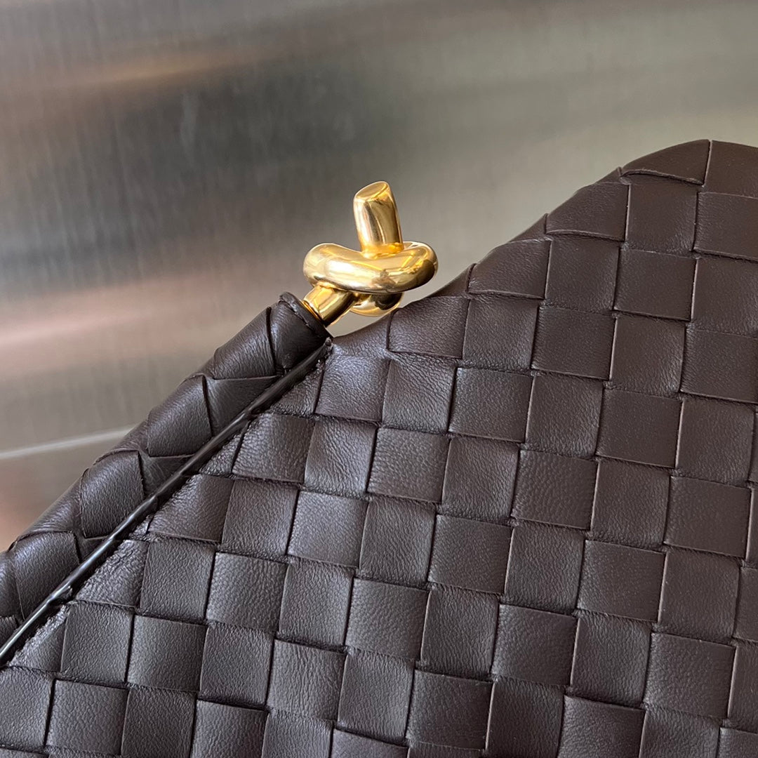 BOTTEGA VENETA MINI SOLSTICE 30 CHOCOLATE LAMBSKIN