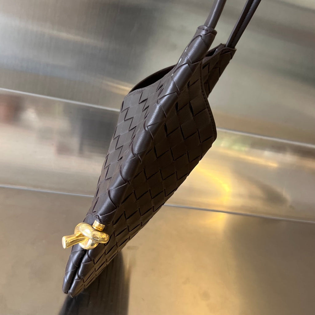 BOTTEGA VENETA MINI SOLSTICE 30 CHOCOLATE LAMBSKIN