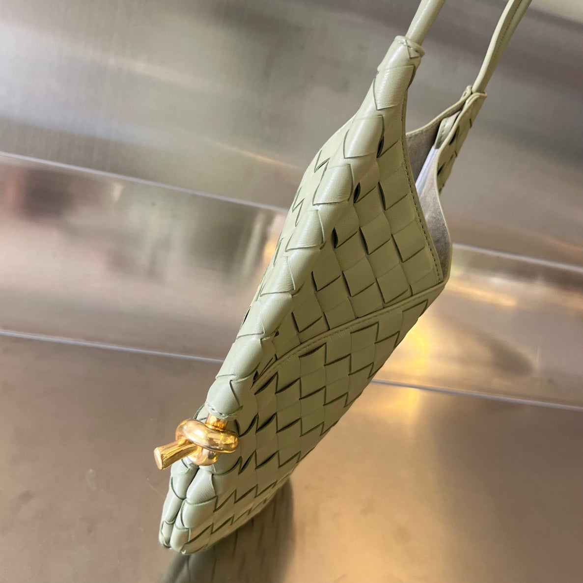 BOTTEGA VENETA MINI SOLSTICE 30 SARDINE GREY LAMBSKIN