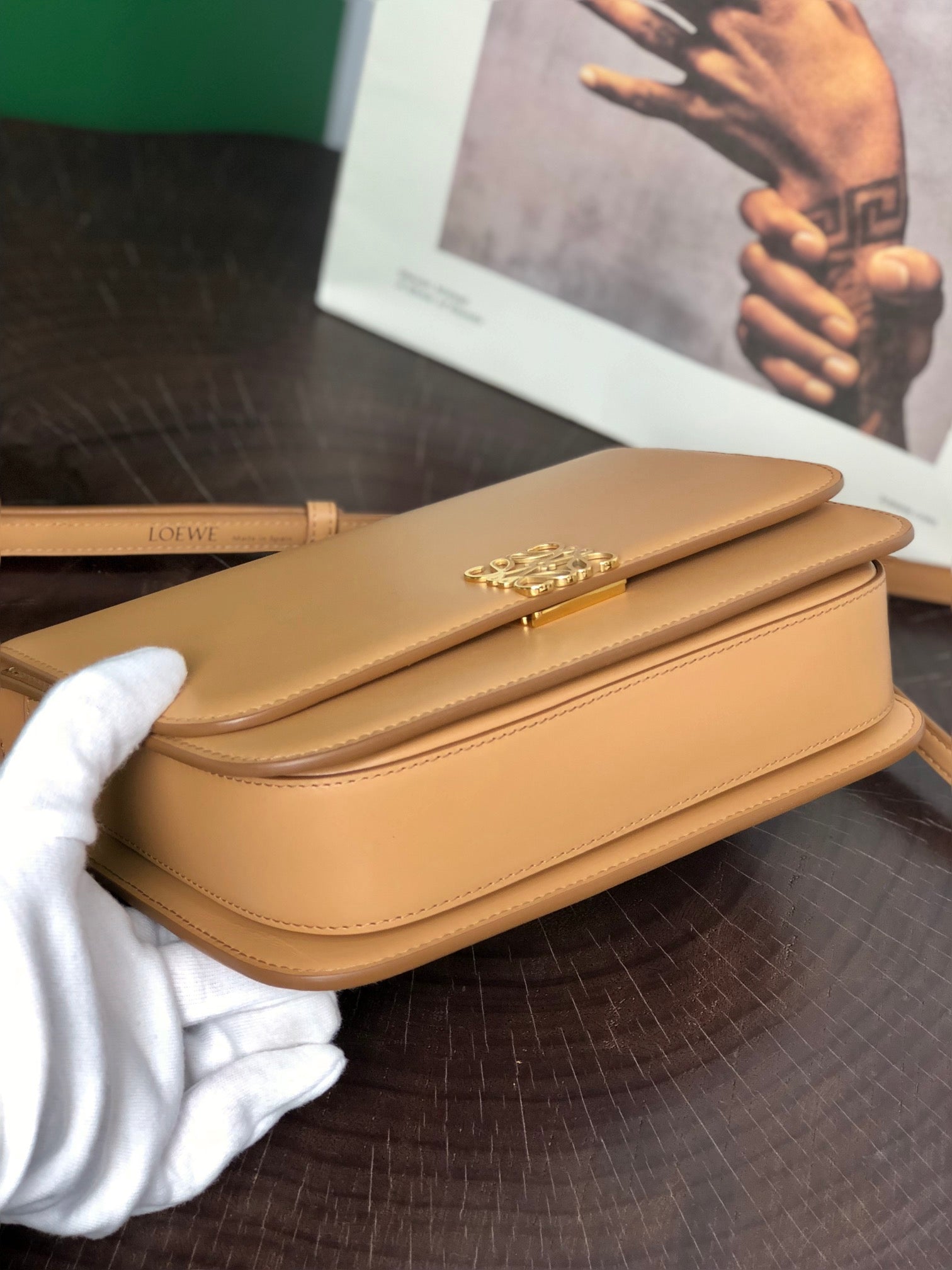 LOEWE LOE GOYA BAG 23 IN COPPER BROWN CALFSKIN