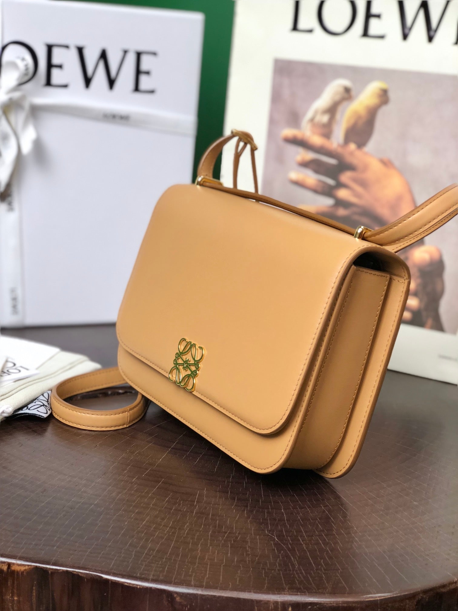 LOEWE LOE GOYA BAG 23 IN COPPER BROWN CALFSKIN