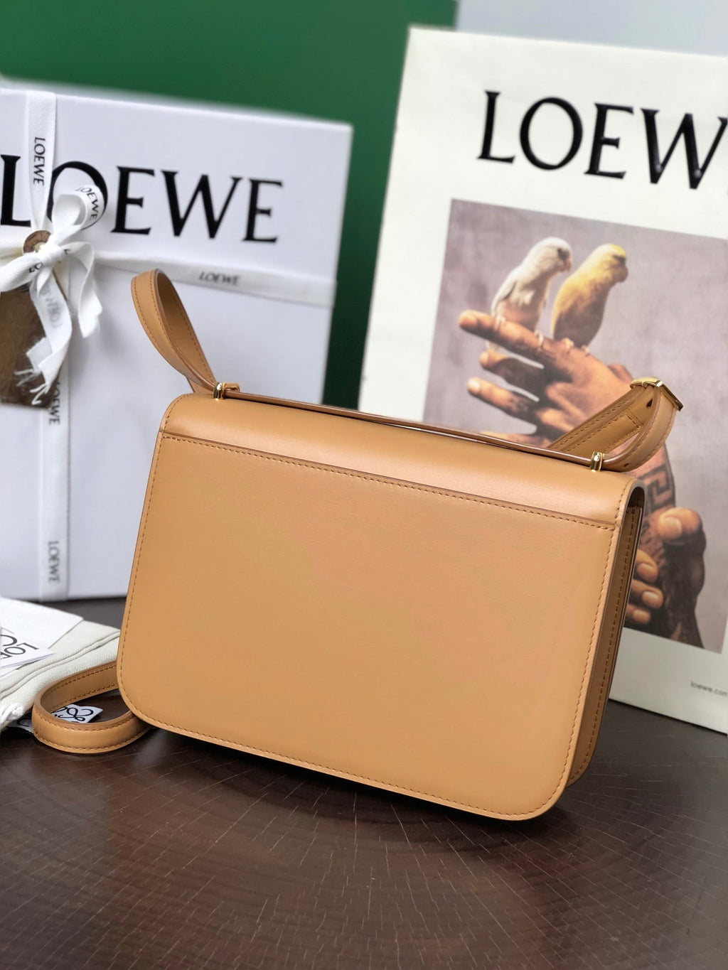 LOEWE LOE GOYA BAG 23 IN COPPER BROWN CALFSKIN