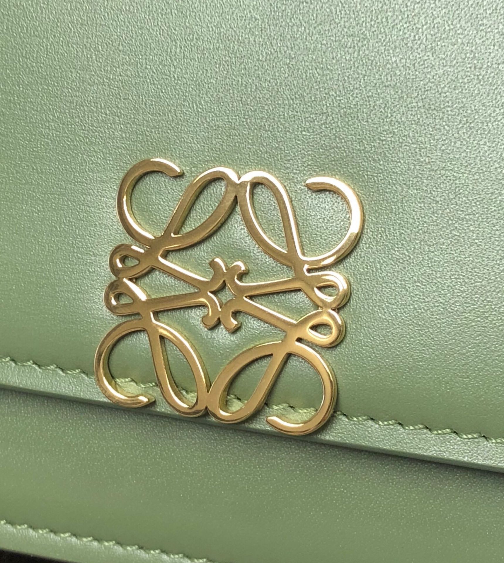 LOEWE LOE GOYA BAG 23 IN AVOCADO GREEN SILK CALFSKIN