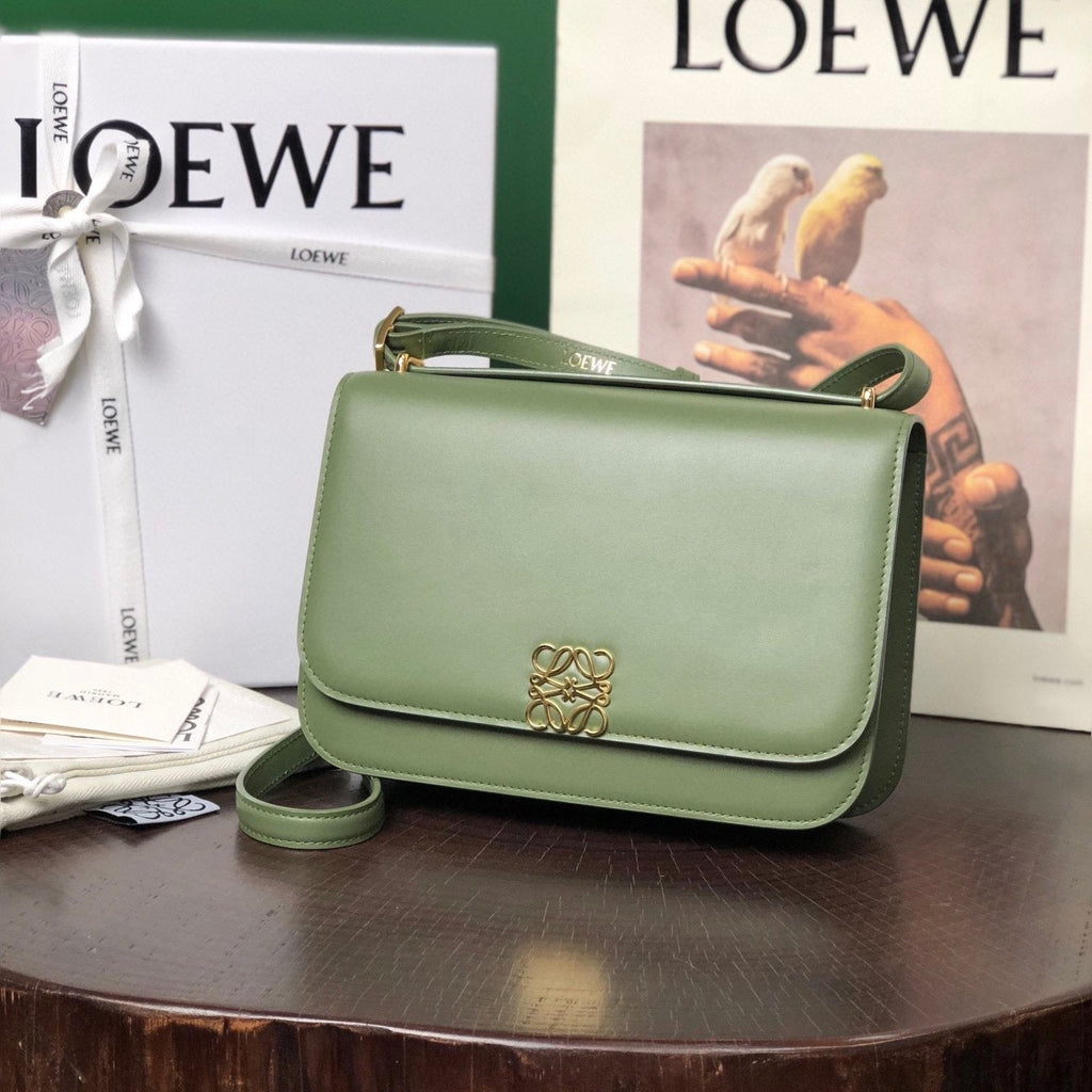 LOEWE LOE GOYA BAG 23 IN AVOCADO GREEN SILK CALFSKIN