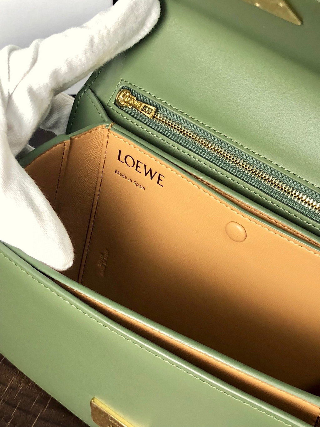 LOEWE LOE GOYA BAG 23 IN AVOCADO GREEN SILK CALFSKIN