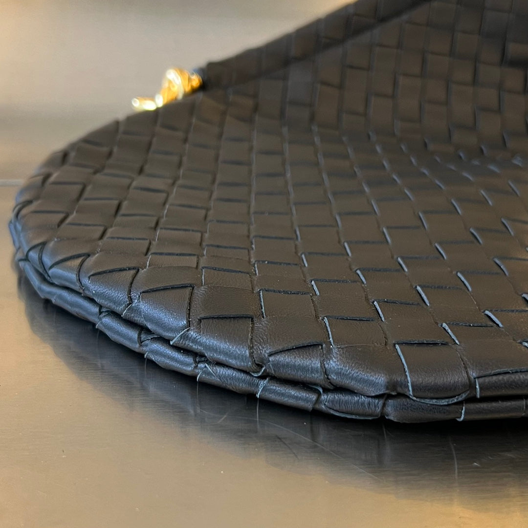 BOTTEGA VENETA MEDIUM SOLSTICE 44 BLACK LAMBSKIN