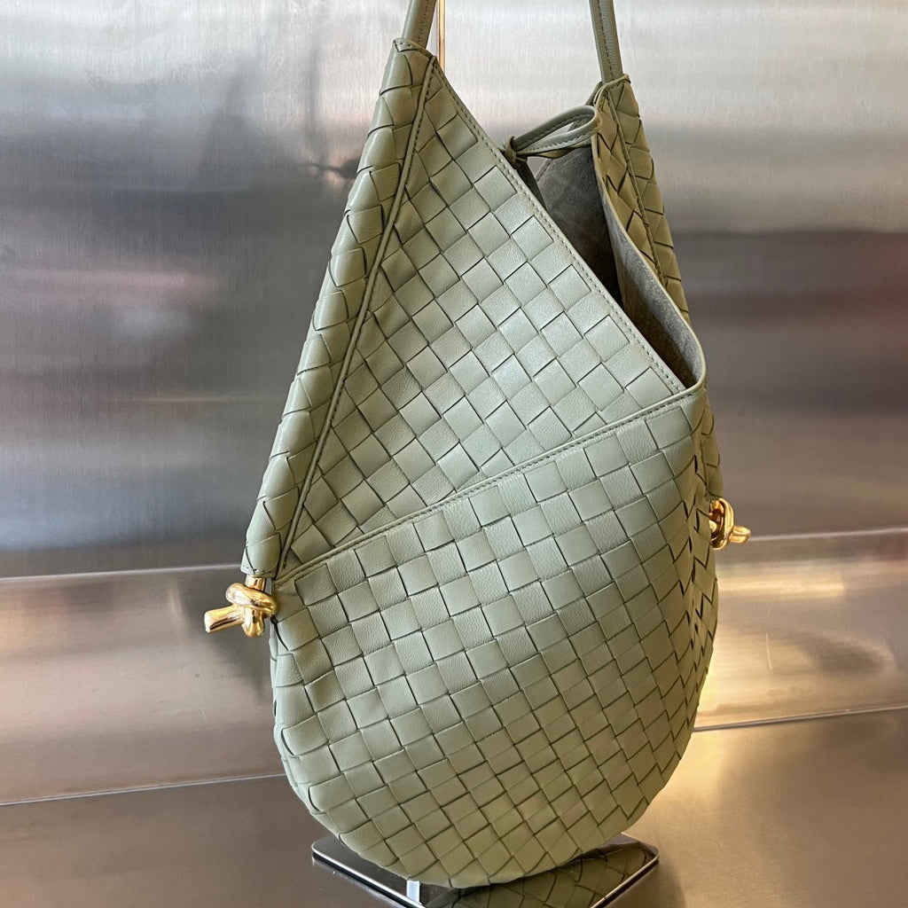 BOTTEGA VENETA MEDIUM SOLSTICE 44 SARDINE GREY LAMBSKIN