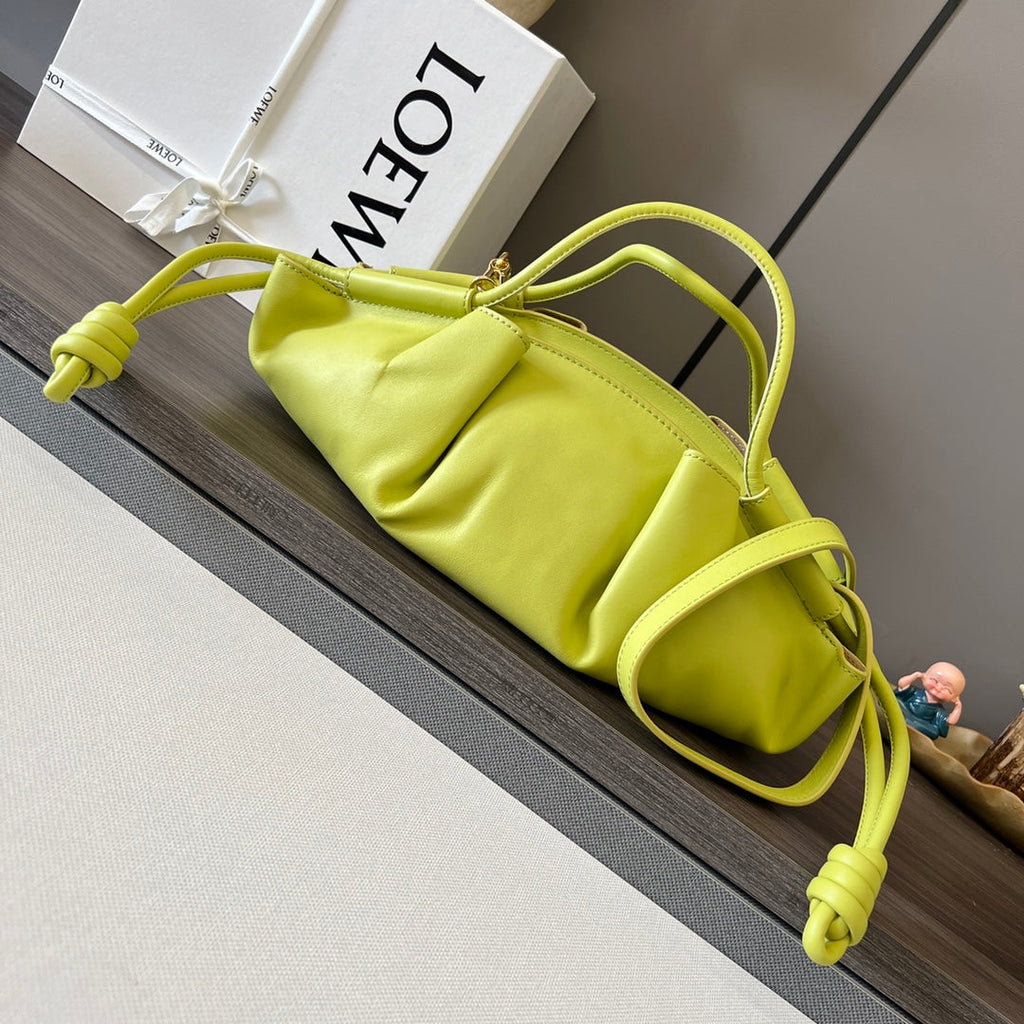 LOEWE PASEO DUMPLING 31 BAG IN NEON YELLOW NAPPA CALFSKIN