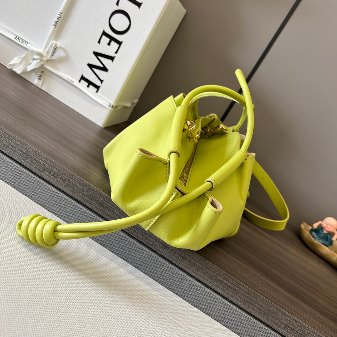 LOEWE PASEO DUMPLING 31 BAG IN NEON YELLOW NAPPA CALFSKIN