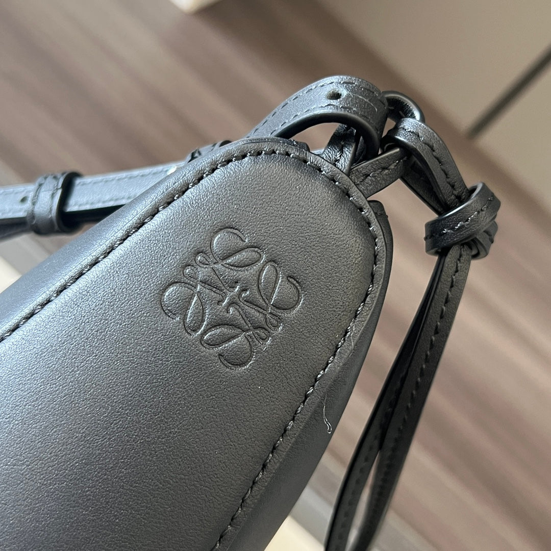 LOEWE LOE LUNA HOBO 28 BAG IN BLACK CALFSKIN