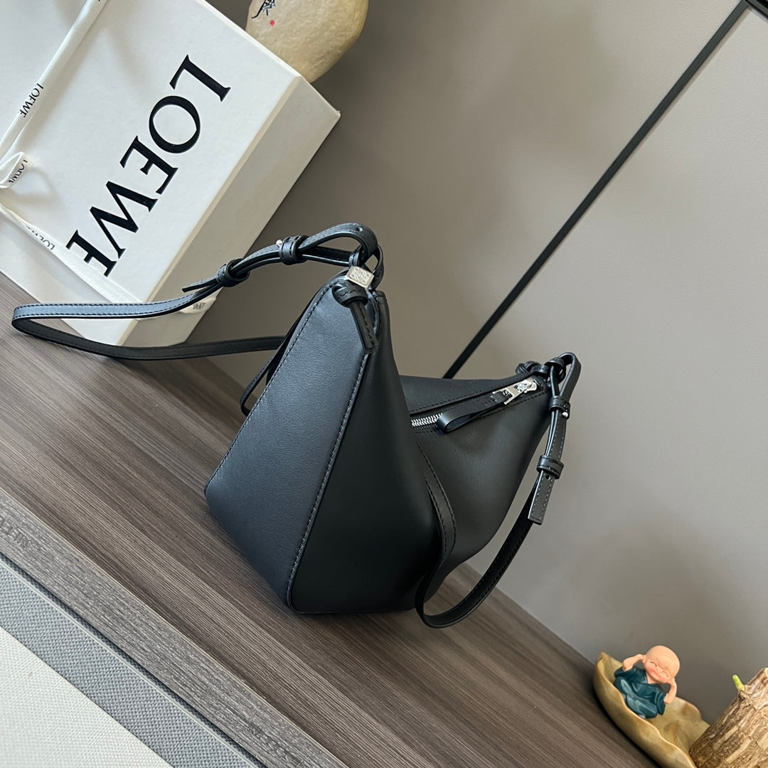 LOEWE LOE LUNA HOBO 28 BAG IN BLACK CALFSKIN