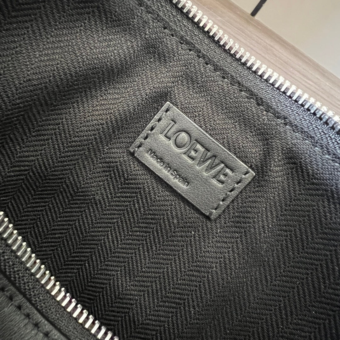 LOEWE LOE LUNA HOBO 28 BAG IN BLACK CALFSKIN