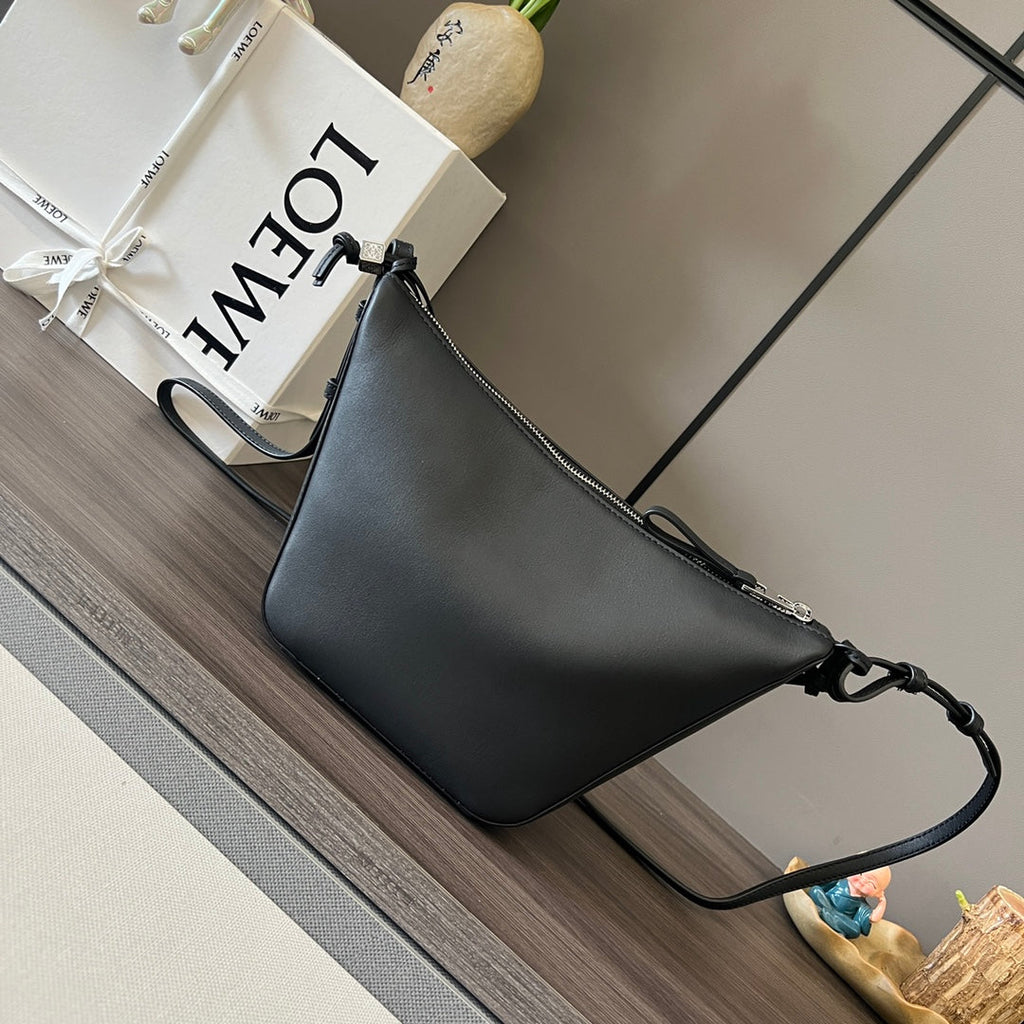 LOEWE LOE LUNA HOBO 28 BAG IN BLACK CALFSKIN