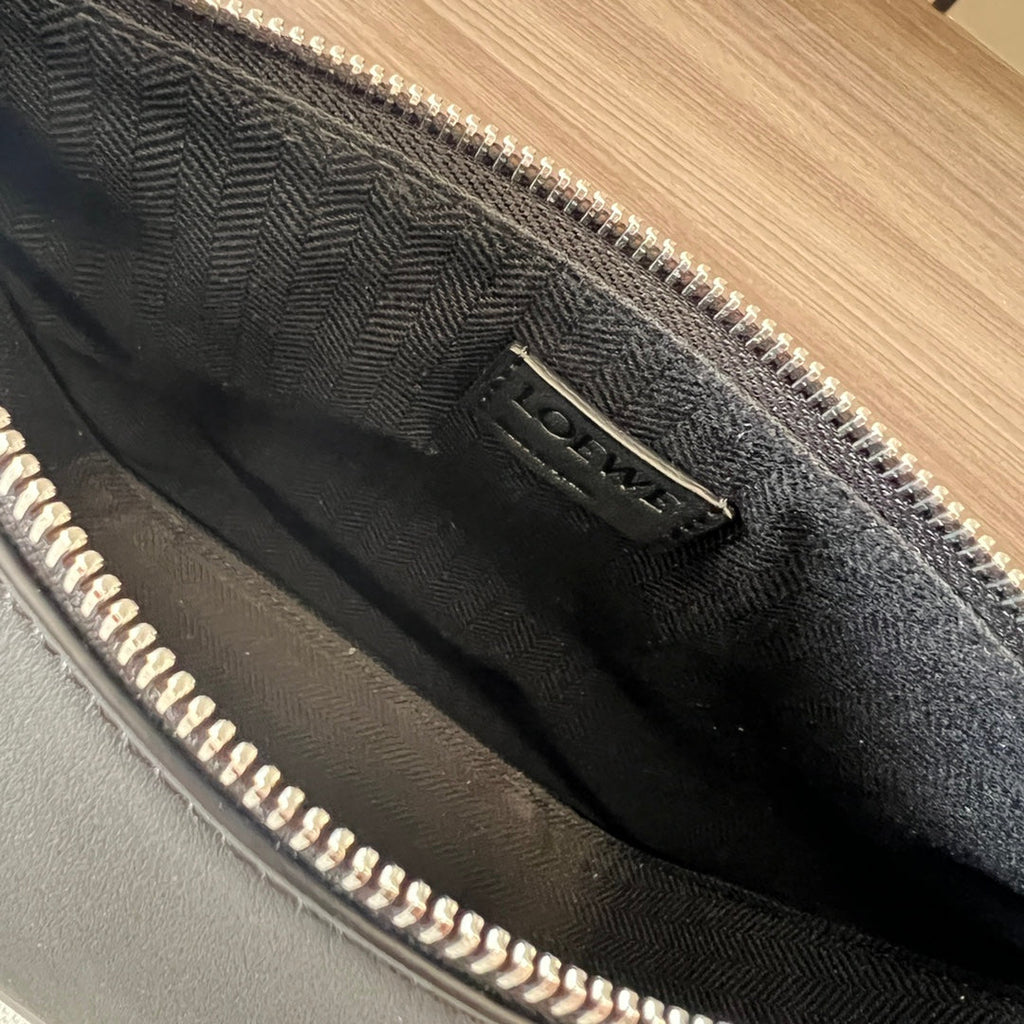 LOEWE LOE LUNA HOBO 28 BAG IN BLACK CALFSKIN
