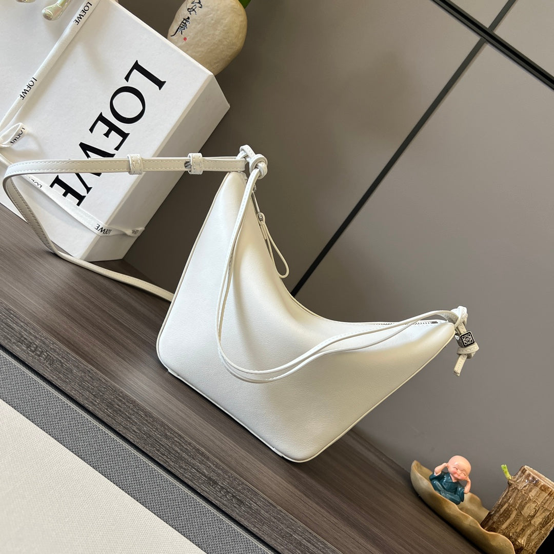 LOEWE LOE LUNA HOBO 28 BAG IN WHITE CALFSKIN