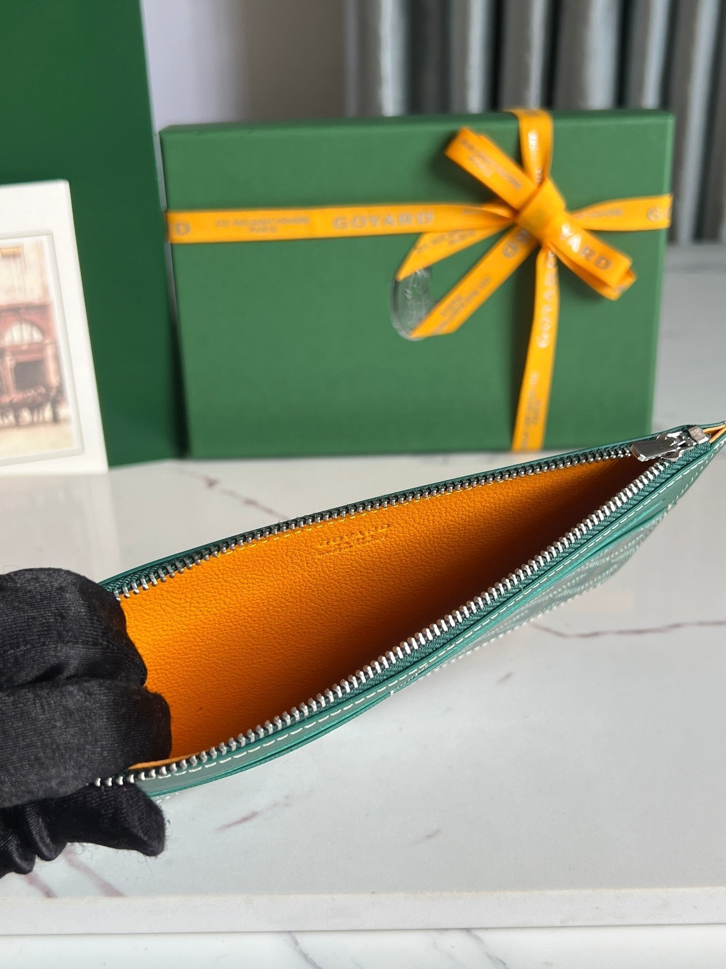 GOYARD INSERT LOUISE 21 IN GREEN GOYARDINE CANVAS