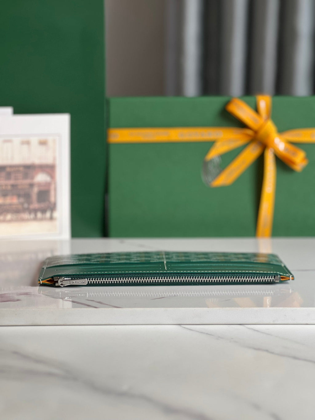 GOYARD INSERT LOUISE 21 IN GREEN GOYARDINE CANVAS