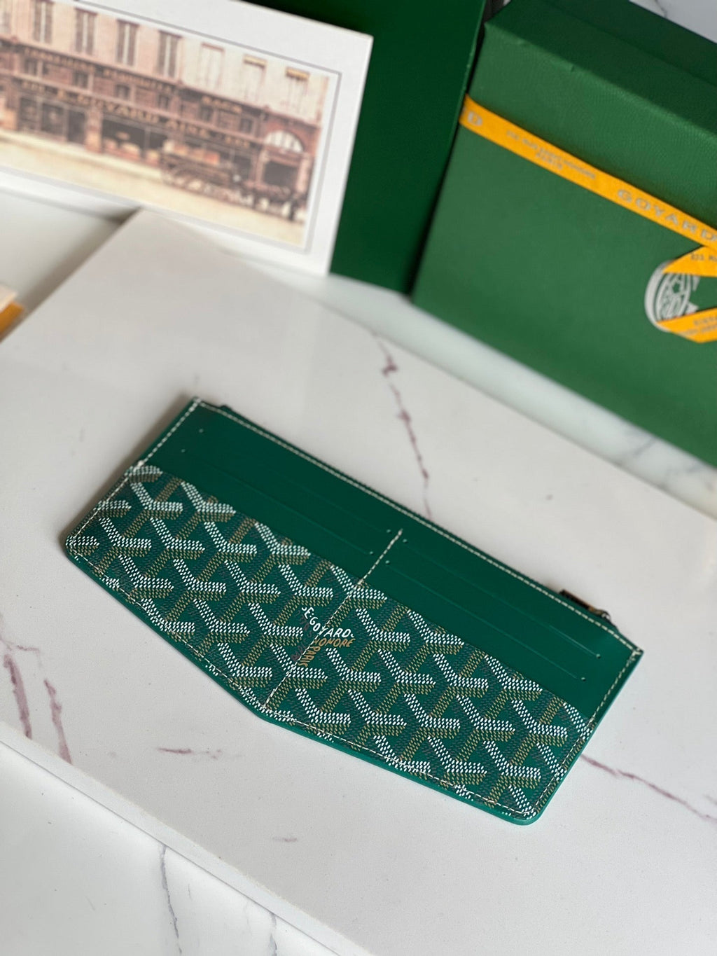 GOYARD INSERT LOUISE 21 IN GREEN GOYARDINE CANVAS