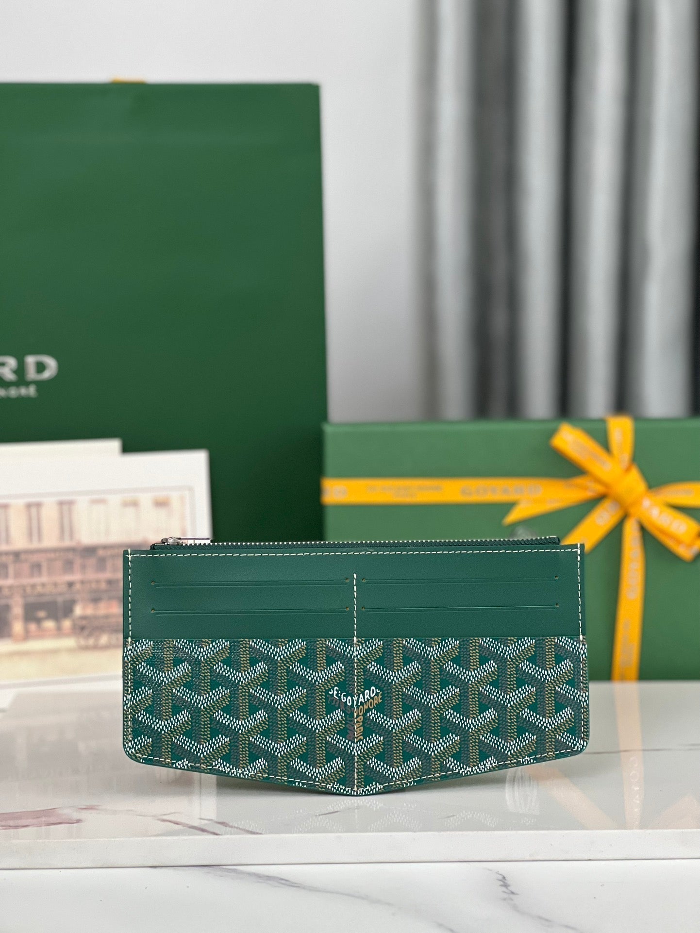 GOYARD INSERT LOUISE 21 IN GREEN GOYARDINE CANVAS