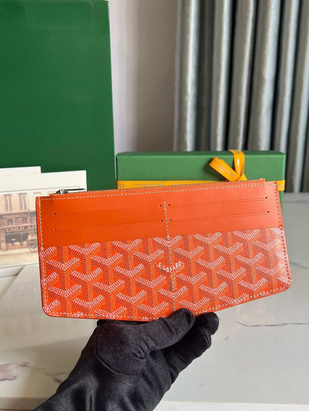 GOYARD INSERT LOUISE 21 IN RED ORANGE GOYARDINE CANVAS