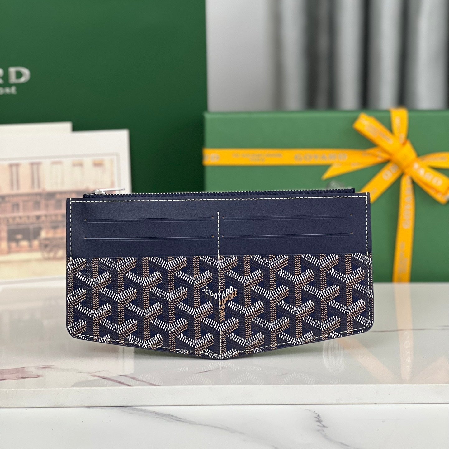 GOYARD INSERT LOUISE 21 IN GUNPOWDER BLUE GOYARDINE CANVAS