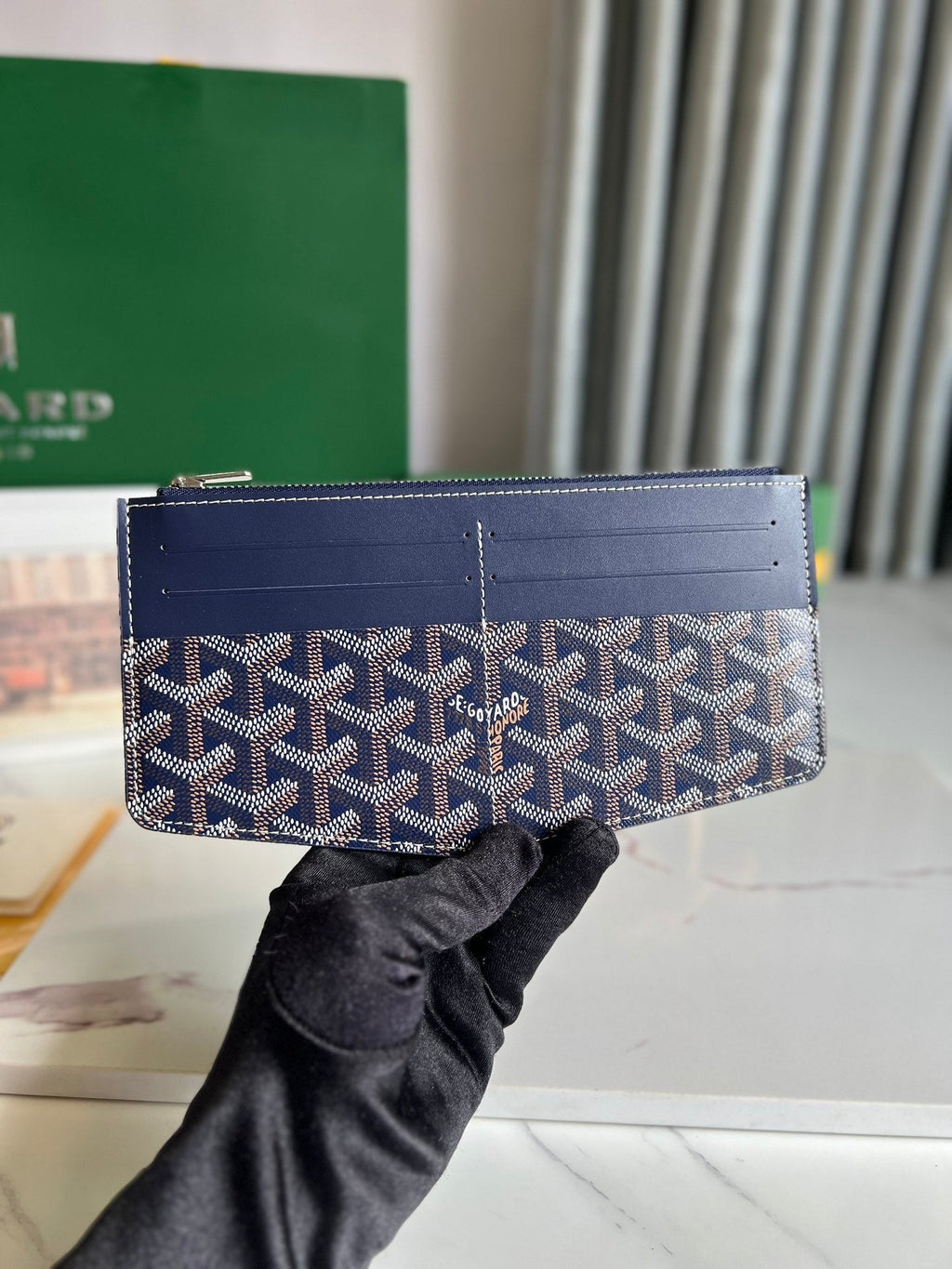 GOYARD INSERT LOUISE 21 IN GUNPOWDER BLUE GOYARDINE CANVAS