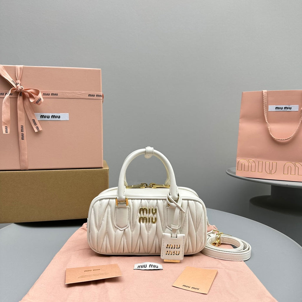 MIU MIU ARCADIE 23 BAG IN WHITE LAMBSKIN