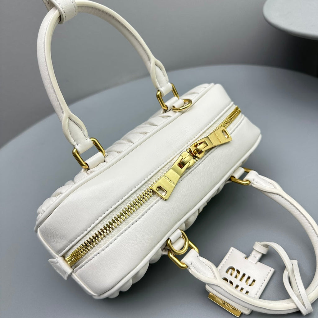 MIU MIU ARCADIE 23 BAG IN WHITE LAMBSKIN