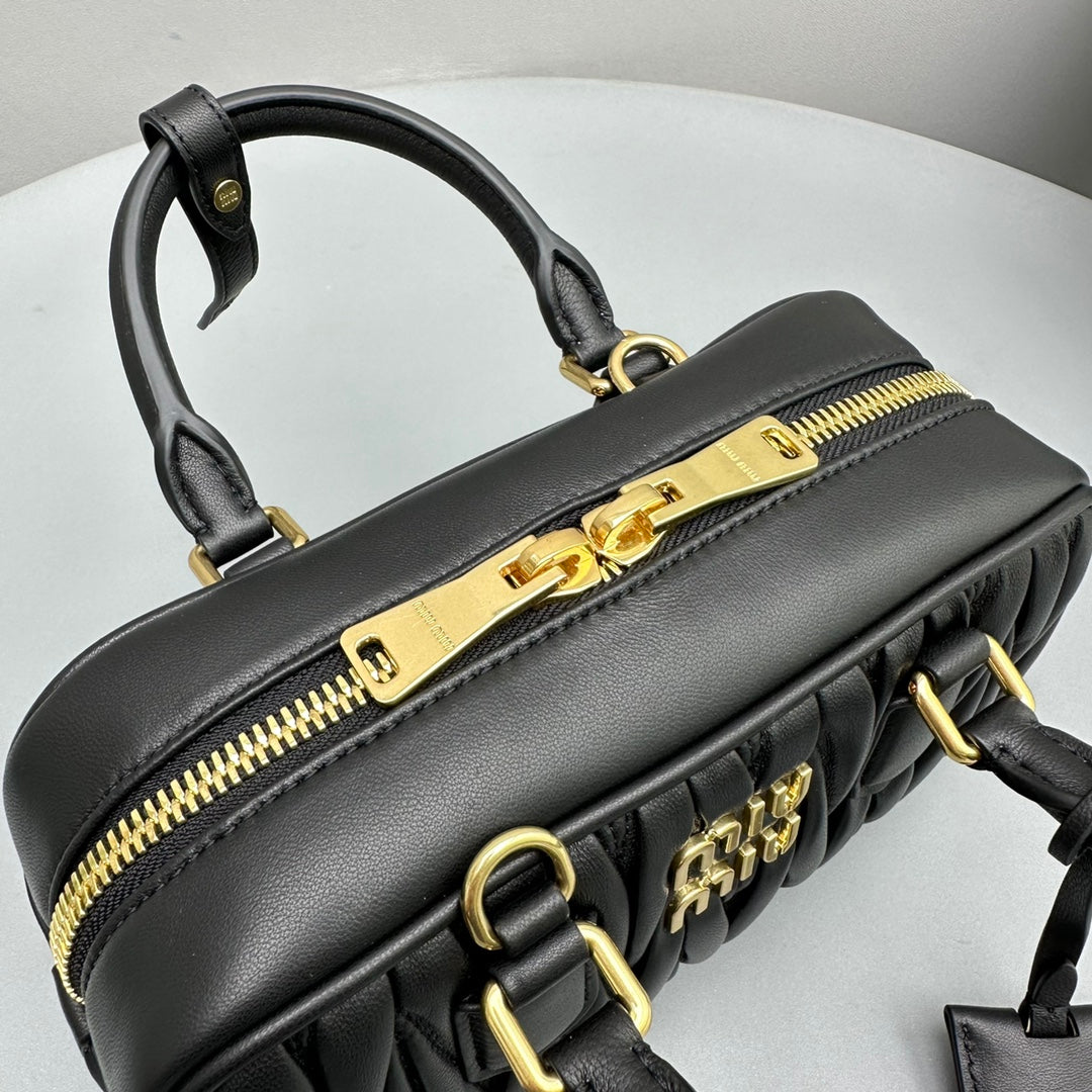 MIU MIU ARCADIE 23 BAG IN BLACK LAMBSKIN