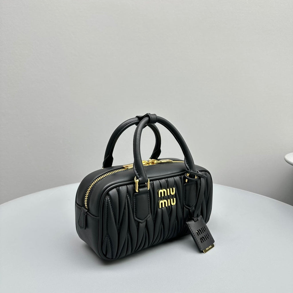 MIU MIU ARCADIE 23 BAG IN BLACK LAMBSKIN