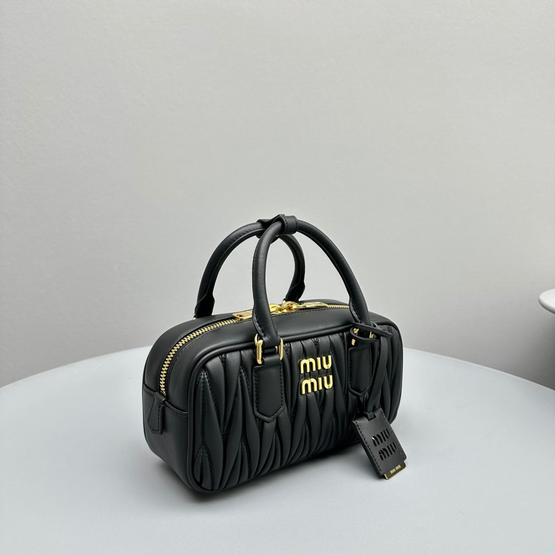 MIU MIU ARCADIE 23 BAG IN BLACK LAMBSKIN