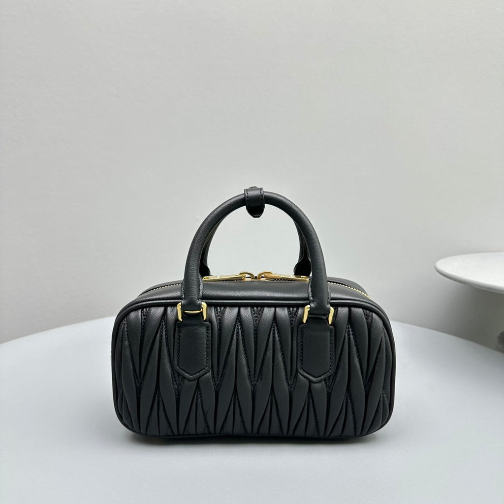 MIU MIU ARCADIE 23 BAG IN BLACK LAMBSKIN
