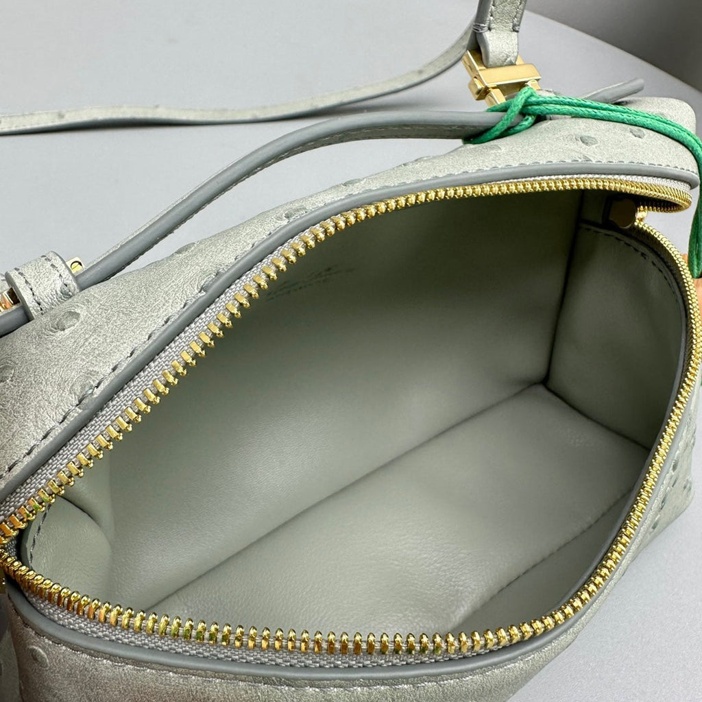 LORO PIANA EXTRA POCKET L19 IN PEARL GRAY OSTRICH LEATHER