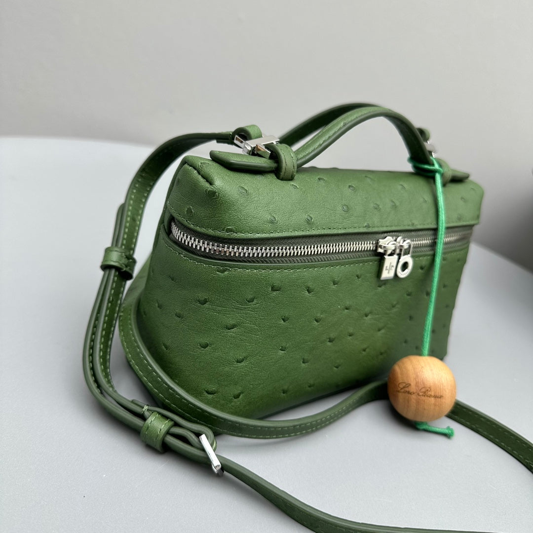 LORO PIANA EXTRA POCKET L19 IN JUNGLE GREEN OSTRICH LEATHER