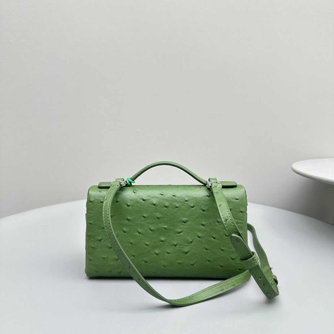 LORO PIANA EXTRA POCKET L19 IN JUNGLE GREEN OSTRICH LEATHER
