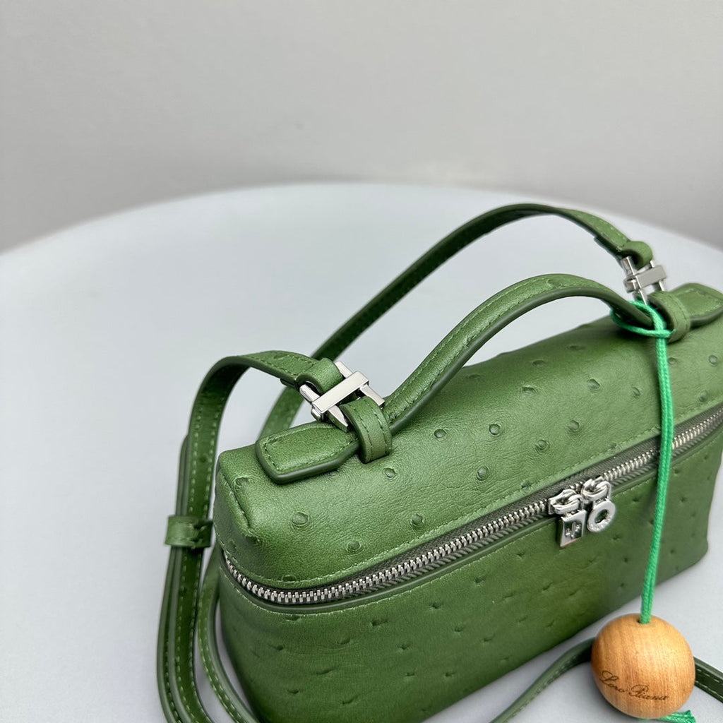 LORO PIANA EXTRA POCKET L19 IN JUNGLE GREEN OSTRICH LEATHER