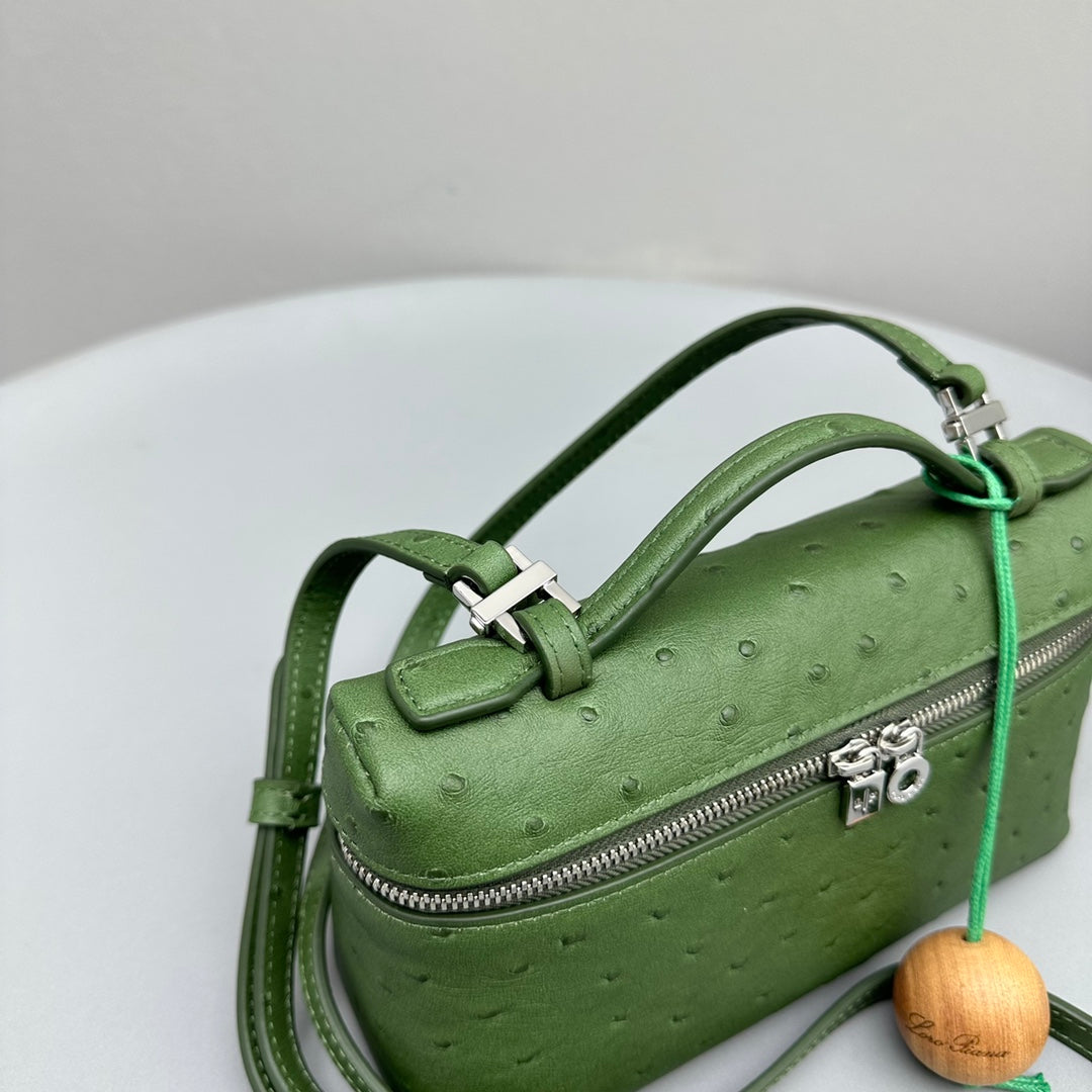 LORO PIANA EXTRA POCKET L19 IN JUNGLE GREEN OSTRICH LEATHER