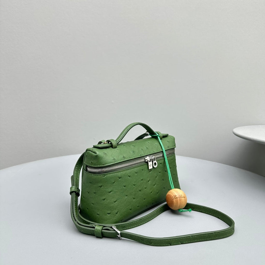 LORO PIANA EXTRA POCKET L19 IN JUNGLE GREEN OSTRICH LEATHER