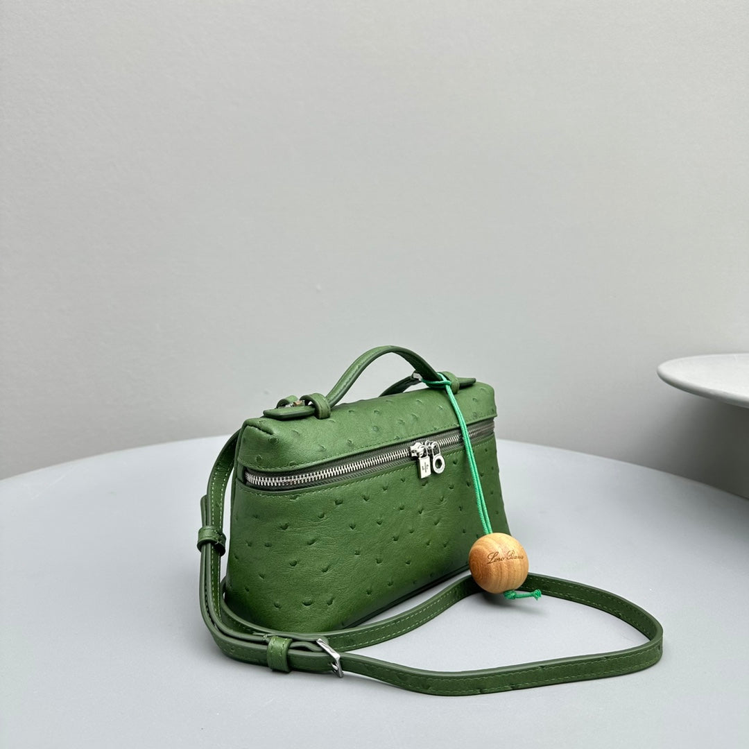 LORO PIANA EXTRA POCKET L19 IN JUNGLE GREEN OSTRICH LEATHER