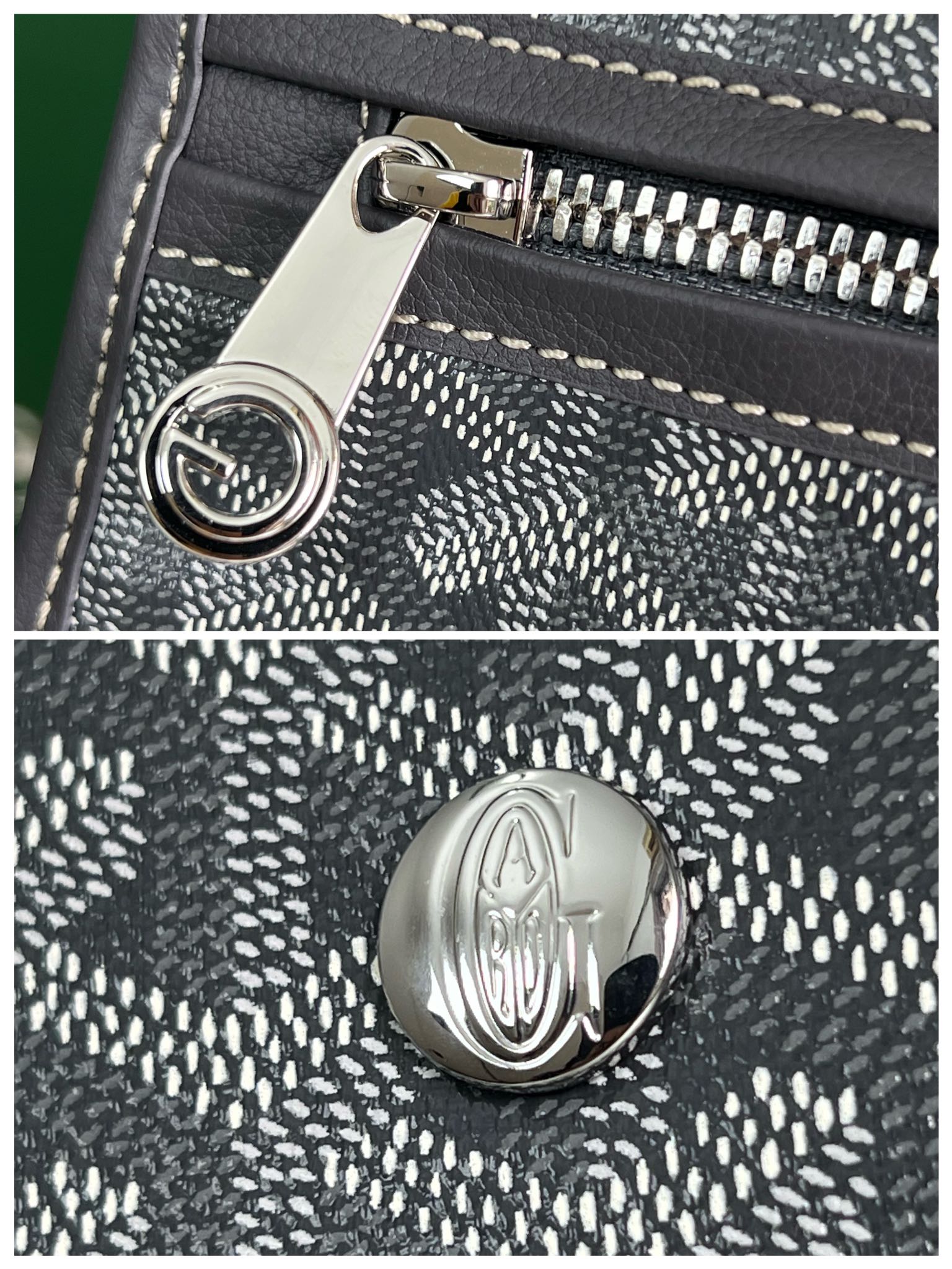 GOYARD SAINT LÉGER BACKPACK 35 IN BLACK GOYARDINE CANVAS AND CALFSKIN WITH CARTOON PATCH